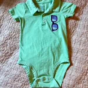 Carter's Light Green Baby Onesie with Sunglasses Print